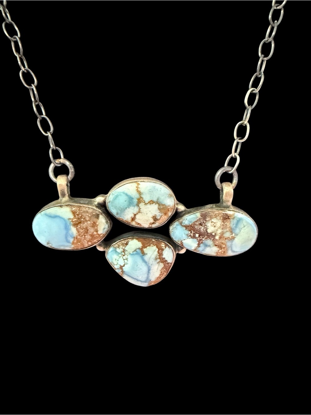 Golden Hills Turquoise Bar Necklace in Matted Solid Sterling Silver - Picture 3 of 9